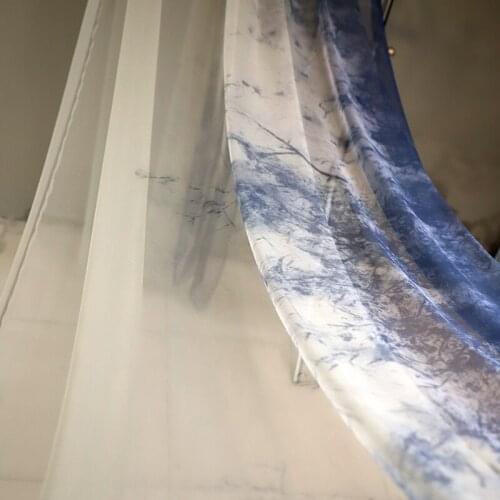 High-end Gradient Color Mesh Fabric Digital Printing Plant Flower Fabric Thin Soft Yarn Diy Handmade Clothes Designer Fabric