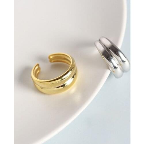 Japan double wide version ring minimalist INS glossy hipster ring s925 sterling silver adjustable ring female