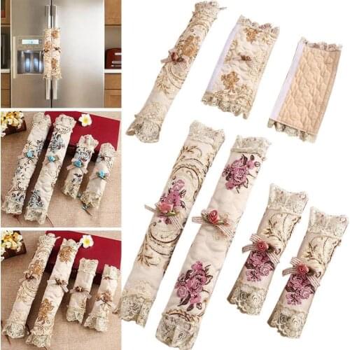 1 Set Handle Cover Refrigerator Door Knob Covers Embroidered Door Handle Cover Gloves Protector for Fridge Oven Kitchen Decor