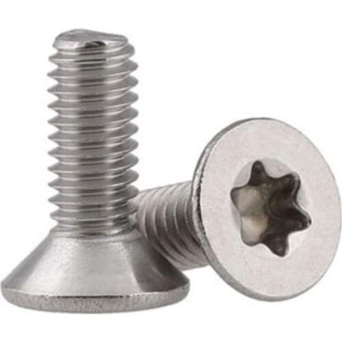 10/50pcs M1.6 M2 M2.5 M3 M4 M5 M6 M8 304 A2-70 stainless steel GB2673 Six-Lobe Torx Flat Countersunk Head Screw Six Lobe Bolt