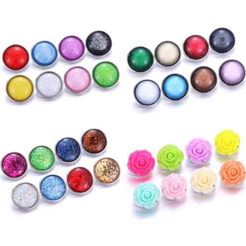 10 Pcs/lot New Snap Button Jewelry Mixed Style Ginger Resin 18mm Snap Buttons Fit Snap Bracelet Bangles Button Jewelry