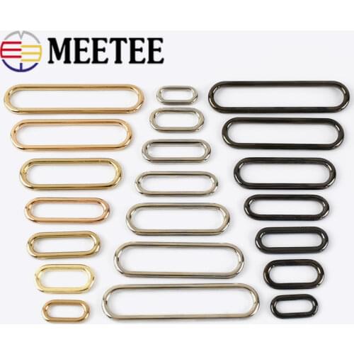 10pcs Meetee 15mm-60mm O Ring Seamless Oval Metal Buckles for Shoes Luggage Handbag Ring Egg Button Hardware Accessory F1-86