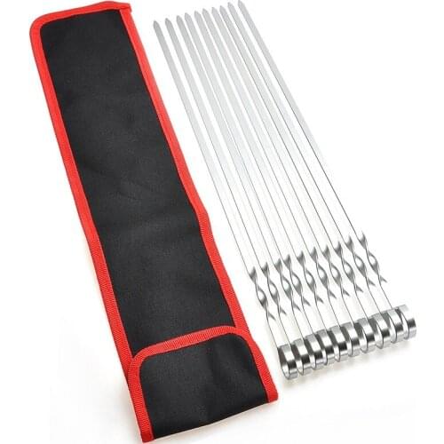 10PC Stainless Steel BBQ Tool Bag Nylon ToteBag Barbecue Kebab BBQ Barbecue Needle Barbecue Fork Barbecue Stick BBQ Accessories