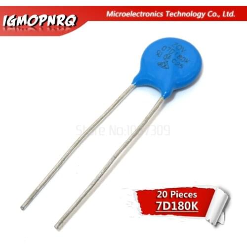 20pcs varistor 07D180K 18V piezoresistor 07D180 7D180