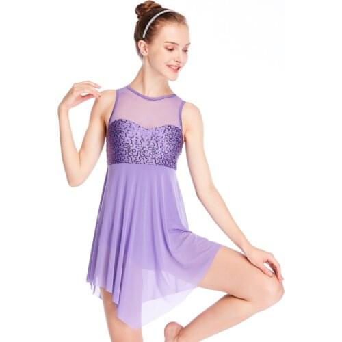 2020 Mesh Ballet Dance Costume Sequins Ballet Dress Ballerina Dresses Adult Gymnastics Leotard Backless Women Dance Wear JL1393