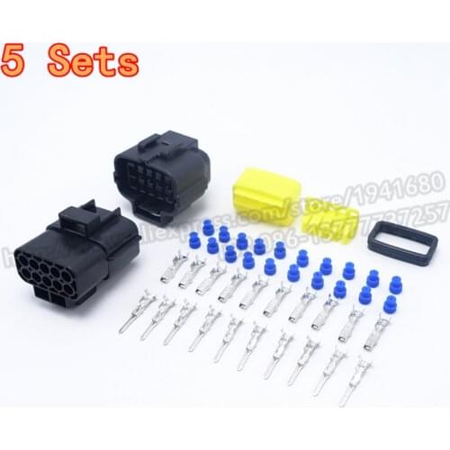 5 Sets Female Male Electrical Wire Connectors Plugs 1.8 AMP 10 Pins Way Connector For Car 174655-2/174656-7