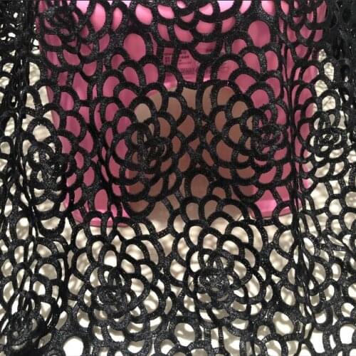 5Yards 2019 Latest African Laces Black Africa Nigerian Wedding Lace New French Net Floral Lace Fabric High Qualit