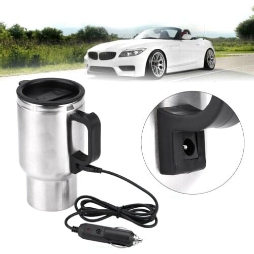 500ML Car Based Heating Stainless Steel Cup Kettle 12V Travel Coffee Heated Mug Home Office Thermostat Thermal Cup Bottle