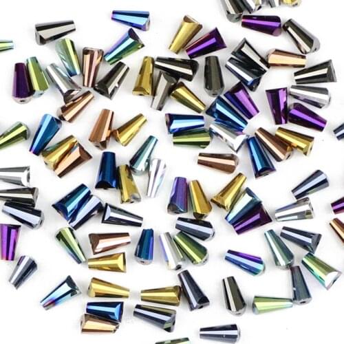 JHNBY Tower shape Austrian crystal beads 3*6mm 98pcs Round Conical Spire loose beads for Jewelry Bracelet Making accessories DIY