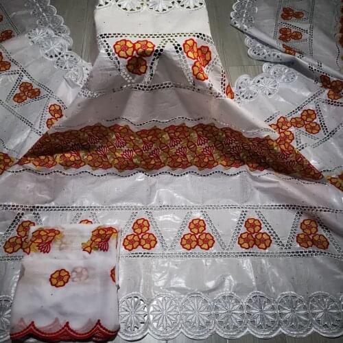 African Bazin Riche Fabric With Brode 2020 Latest Fashion Cotton Dry Embroidery Basin lace Fabric Guinea Brocade Fabrics 7Yards