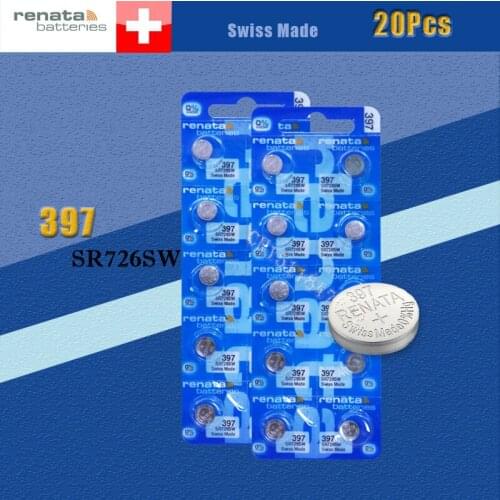 20 Xrenata Silver Oxide Watch Battery 397 SR726SW 726 1.55V 100% original brand renata 397 renata 726 battery