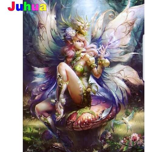 Beautiful fantasy art elf 5d diy diamond painting cross stitch full square round drill fairy diamond embroidery gift home decor