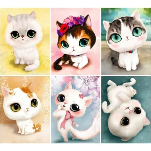 5D Diy Full Square/round Diamond Painting Cat Mosaic Embroidery Cartoon Animals Cross Stitch Home Decoration Wall Stickers