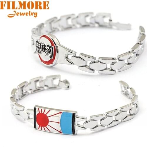 Filmore Demon Slayer Kimetsu no Yaiba Bracelet & Bangle Kamado Tanjirou Nezuko Link Chain Charm Bracelets Women Men Game Jewelry