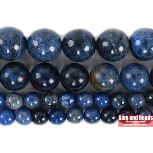 Natural 5A Dark Blue Dumortierite Stone Beads Round Loose Beads For Jewelry Making DIY Bracelets Necklace 15'' 4/6/8/10/12mm