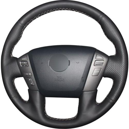 Black Synthetic Leather Car Steering Wheel Cover for Nissan Patrol 2011-2017 Infiniti QX56 2011-2013 Infiniti QX80 2013-2017