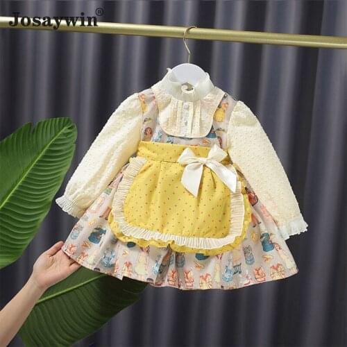Kids Dress for Girls Baby Party Lolita Style Girls Dress Long Sleeve Print Wedding Dress Girl Student Ball Gown Princess Vestido