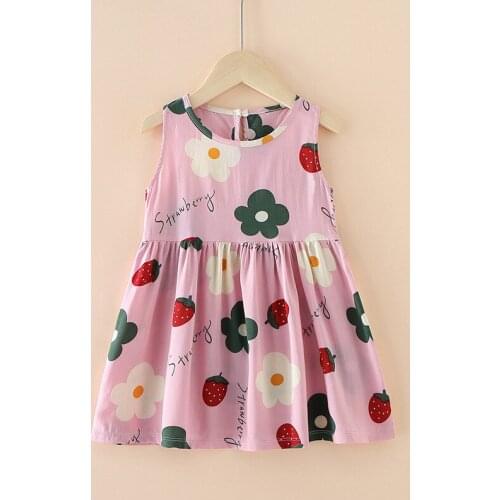 1- 6 Years Summer Girl Princess Dress Cotton Cherry Dresses Polka Dot Kids Dresses for Girls Children Clothing