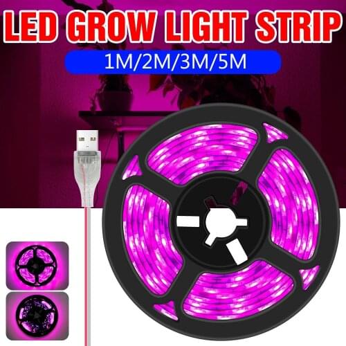 USB LED Full Spectrum Phyto Lamp USB 5V Grow Light Strip 1m 2m 3m 2835 SMD Plants Flowers LED Hydroponic Garden Plants Growing