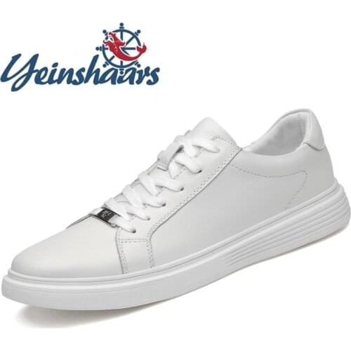 Genuine Leather Outdoor Mens Shoes Comfortable Sneakers Antiskid Lac-up Casual Shoes High Quality Leisure Walk White Shoes Men