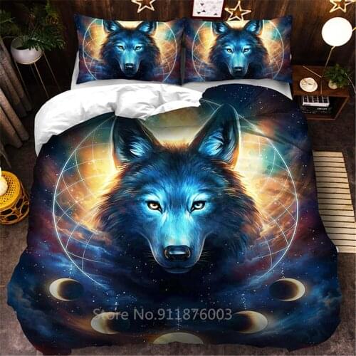 Boy Wolf Comforter Set Man Duvet Cover 3D Cool Printing Bedding Set Pillowcase Single Double Queen King Size 3pc Bed Cover Set