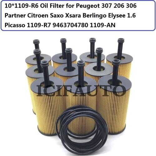 1109-R6 Oil Filter for Peugeot 307 206 306 Partner Citroen Saxo Xsara Berlingo Elysee 1.6 Picasso 1109-R7 9463704780 1109-AN