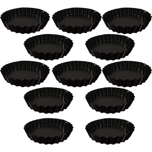 Mini Tart Pan,Non-Stick Baking Pie Flan Torte Quiche Pastry Tin Fluted with Removable Bottom Small Tart Tins(12 PCS)