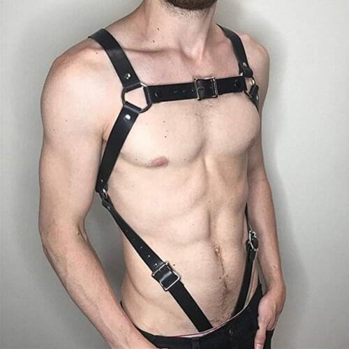 Men PU Leather Restrain Chest Strap Harness Hen Clubwear Costume Fancy Dress
