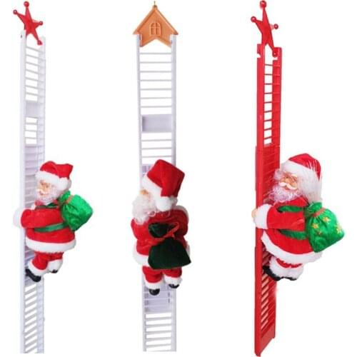 Music Christmas Santa Claus Electric Climb Ladder Doll Hanging Decoration Christmas Tree Ornaments Funny New Year Kids Gift 2020