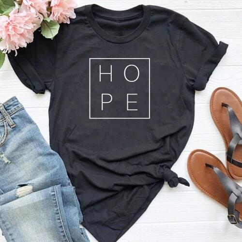 Hope Letter Print T-shirt Summer Trendy Inspirational Graphic Tshirt Casual Unisex Aesthetic Tumblr Hipster Grunge Tees Tops