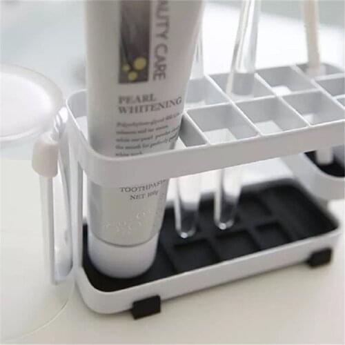 Wall Mounted Toothbrush Holder Stand Metal Cup Set Shelf Bathroom Toothpaste Storage Rack