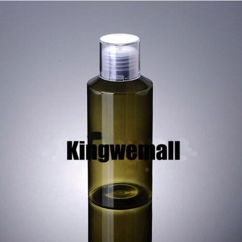 Wholesale 300pcs/lot Capacity 150ml Empty PET Green Bottle with Double lids For Make Up water Cosmetic Packaging XJI42