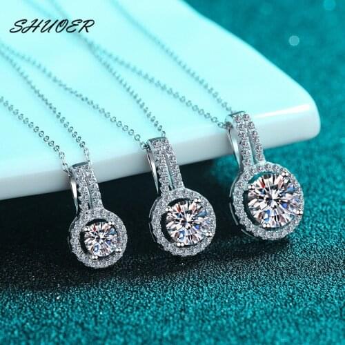 Classic 925 Sterling Silver Round Brilliant Cut 1-5 Carat Pass Diamond Tester D Color Moissanite Pendant Necklace Clavicle Chain