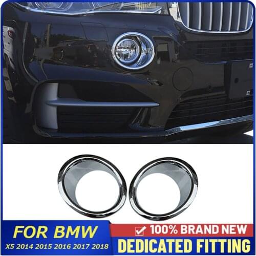 For BMW X5 2014 2015 2016 2017 2018 Car Front Foglight Circle Cover Frame ABS Chrome Head Fog Lamp Bumper Cover