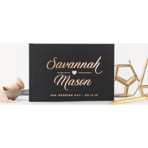 Personalize names date Rustic Wedding Guest Book Ideas gold wedding anniversary photo albums Alternative Guestbook journals