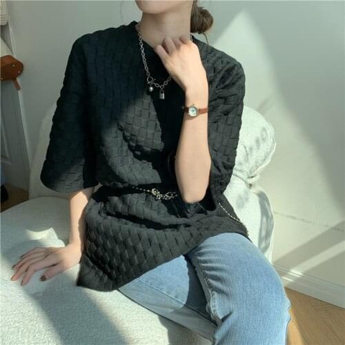 O Neck Pullover Short Sleeve T Shirt Women Fashion Liggle Design Solid Tees Summer 2021 New Loose Casual Ladies Top