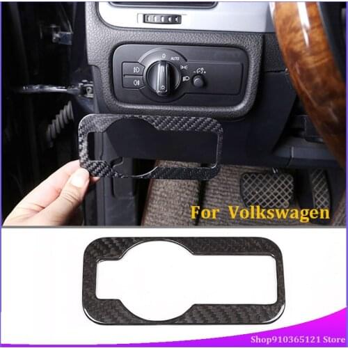For Volkswagen Touareg 2011-2018 Real Carbon Fiber Material Car Headlight Switch Frame Trim For Left Hand Drive Accessories