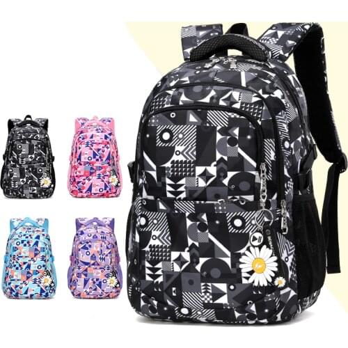 2021 Fashion Geometric Print School Bags for Girls Boys Children Orthopedic Backpacks Grades 3-5 Mochilas Escolar