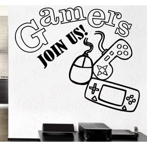 Removable Gaming Video Game Joystick Kids Games Room Vinyl Decal Stickers Wallpaper For Boys Bedroom Decor Vinyl Decals WL910