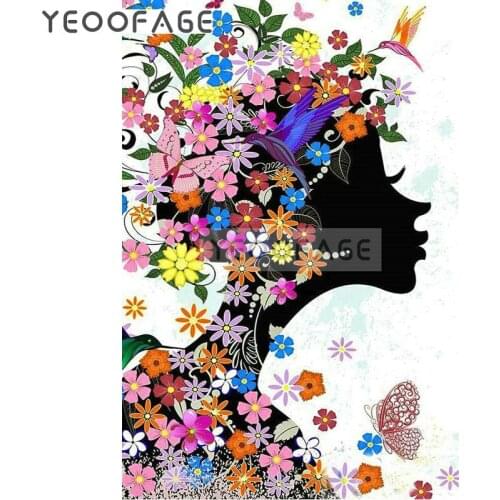 Rhinestone Mosaic Painting Woman and flower Full square Diamond Embroidery icon 5D Diy Diamond Painting Cross Stitch stickers