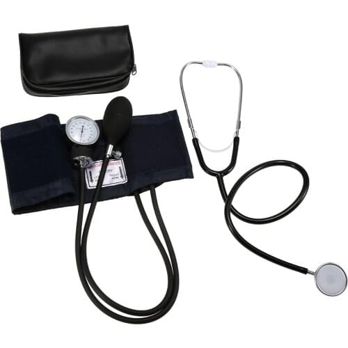 Aneroid Blood Pressure Monitor Tonometer Stethoscope Sphygmomanometer Cuff Kit Upper Arm Blood Pressure With Zipper Bag for Body