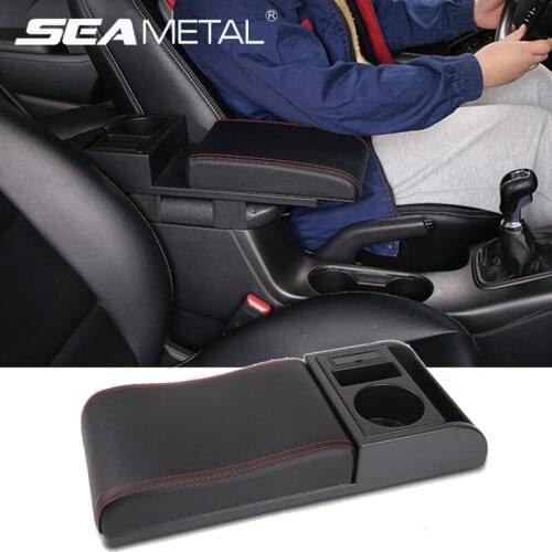 Universal Pu Leather Arm Rest Soft Elbow Supporty Cushion Multi-functional Movable Car Armrest With Cup Holder for Car Interiors