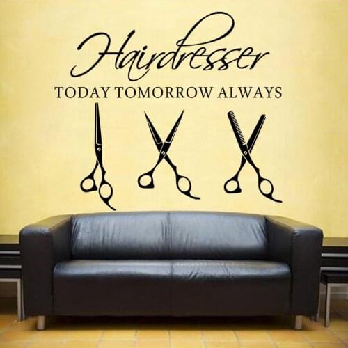 Scissor Beauty Salon Sticker Hair Salon Wall Decal Barber Shop Vinyl Window Decals Decor Mural Hairdresser Glass Sticker