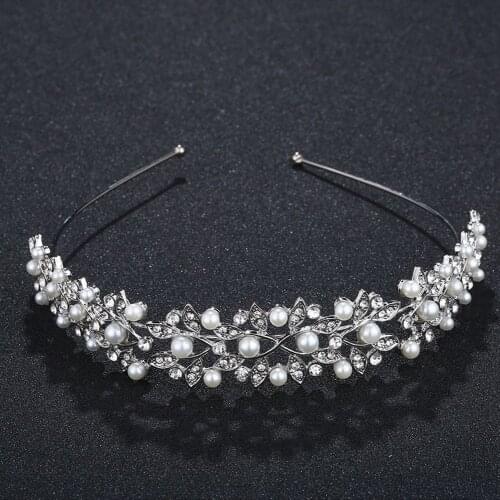 Crown Headband Vintage Crystal Bridal Tiaras Wedding Accessories Party Leaves Jewelry Rim for Hair
