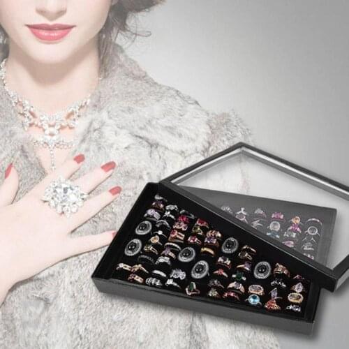 100 Grids Ring Display Box Jewelry Carrying Tray Case Holder Storage Organizer Bracelet Earring/Ear Stud Woman Jewelry Show Boxe