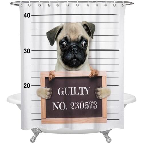 Animal Dog Pug Scale Ruler Shower Curtain Home Bathroom Decor Shower Curtain Waterproof Christmas Shower Curtain