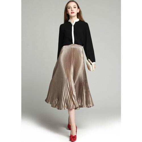 Summer New Womens Pure Color Ruffles Half Skirt Fashion Champagne Wild Fluorescent Pleated Skirt