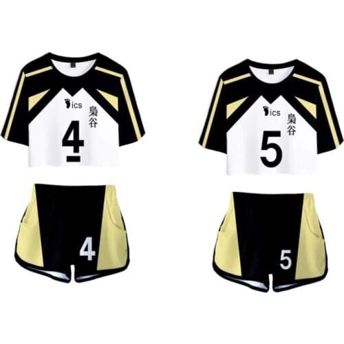 Japan Anime Haikyuu Fukurodani Academy 3D Print Ladies Tracksuits Akaashi Keiji Bokuto Kotaro Hinata Shoyo Short Sleeve Gift