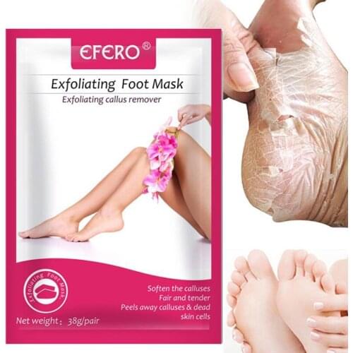 Efero 1pair Exfoliating Foot Mask Pedicure Socks Exfoliation For Feet Mask Remove Dead Skin Heels Foot Peeling Mask Tools
