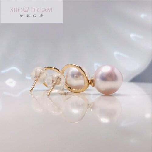 18K gold Akoya Seawater Pearl Earrings, simple design, strong pepearl texture earrings, highlighting the charm of urban women